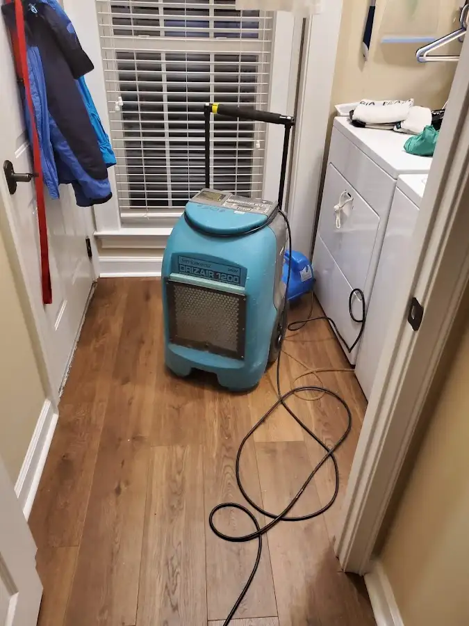 Commercial dehumidifier deployed for Flood Damage Cleanup in Perry Hall