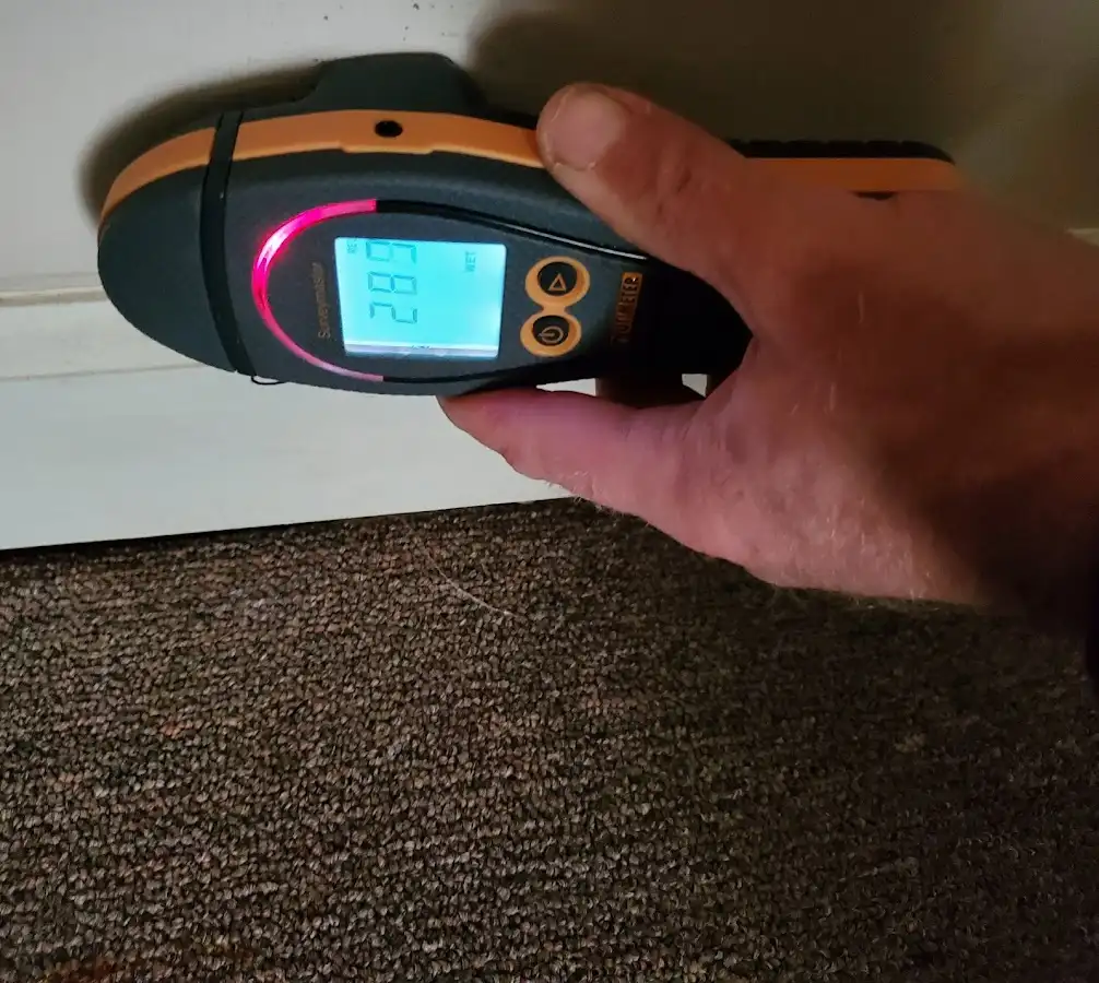 Moisture detection at baseboard during Burst Pipe Cleanup in Perry Hall